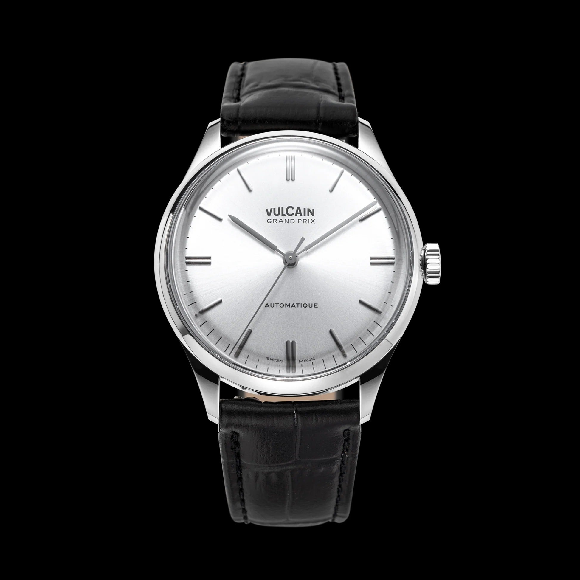 Lederband mit Krokoprägung Schwarz