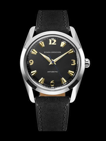Nivada Grenchen Antarctic 35mm Black & Gold-  White Lume 35015M