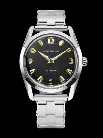 Nivada Grenchen Antarctic 35mm Black & Gold-  Beige Lume 35016M