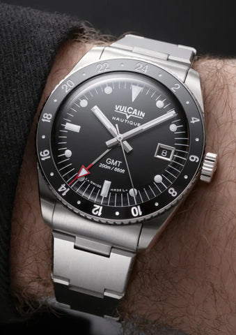 Vulcain Skindiver Nautique GMT Black - White Lume 680174B07