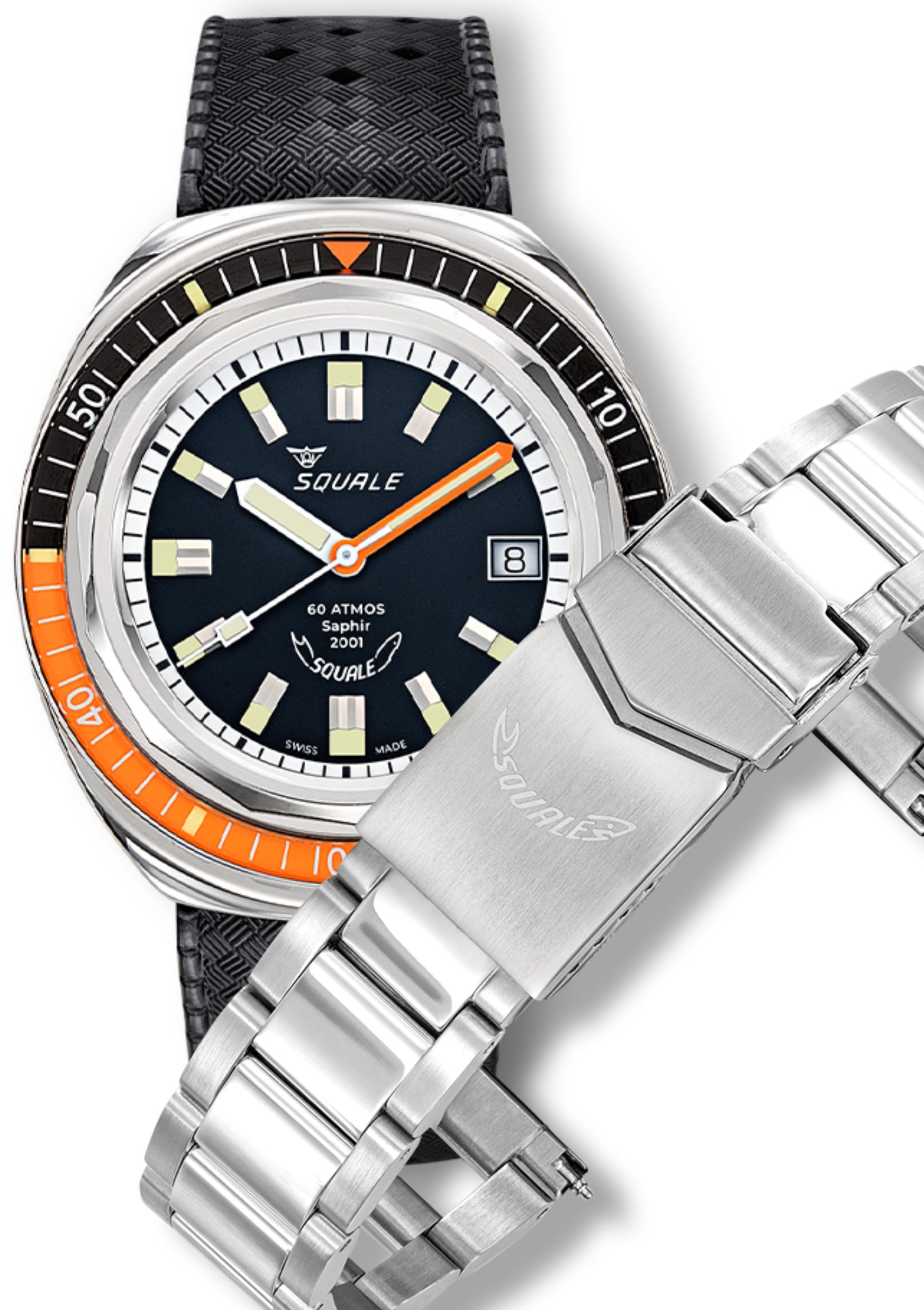 Set: stainless steel strap + rubber strap