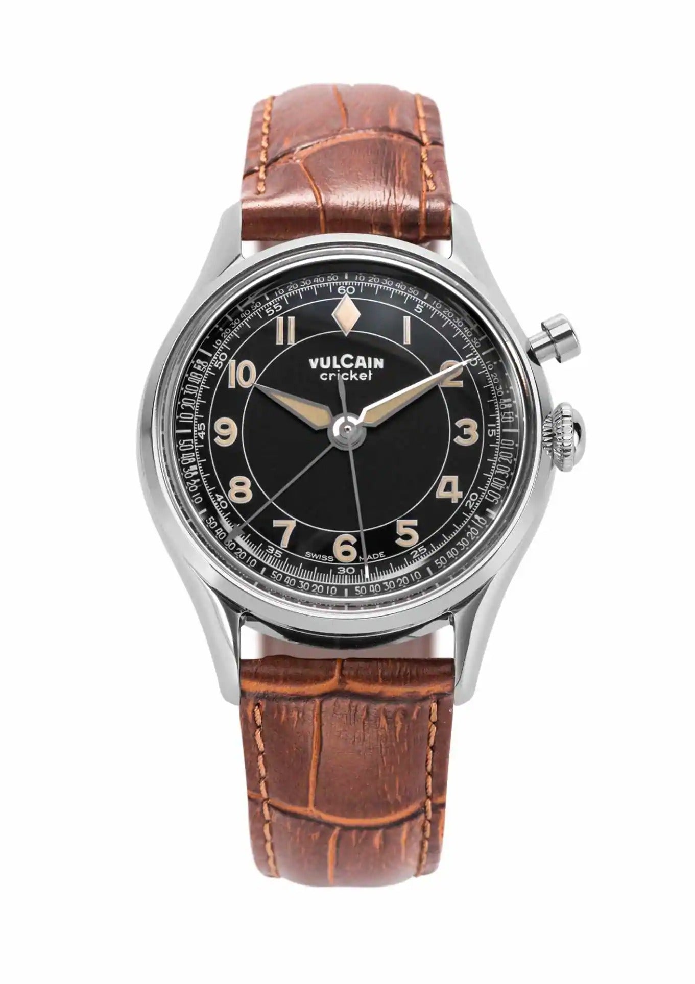 Closed Caseback Brown Leather Alligator Pattern Strap