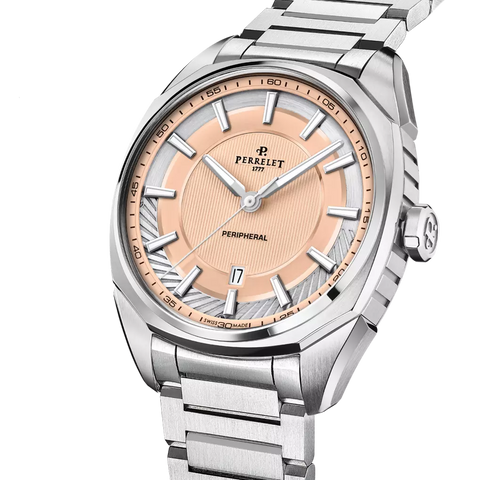 Perrelet Lab Peripheral 3 Hands A1100/E Salmon Edelstahlband
