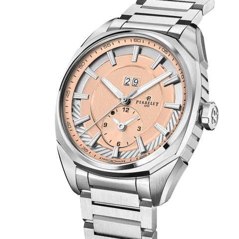 Perrelet Lab Peripheral Dual Time Big Date A1101/E Salmon Edelstahlband