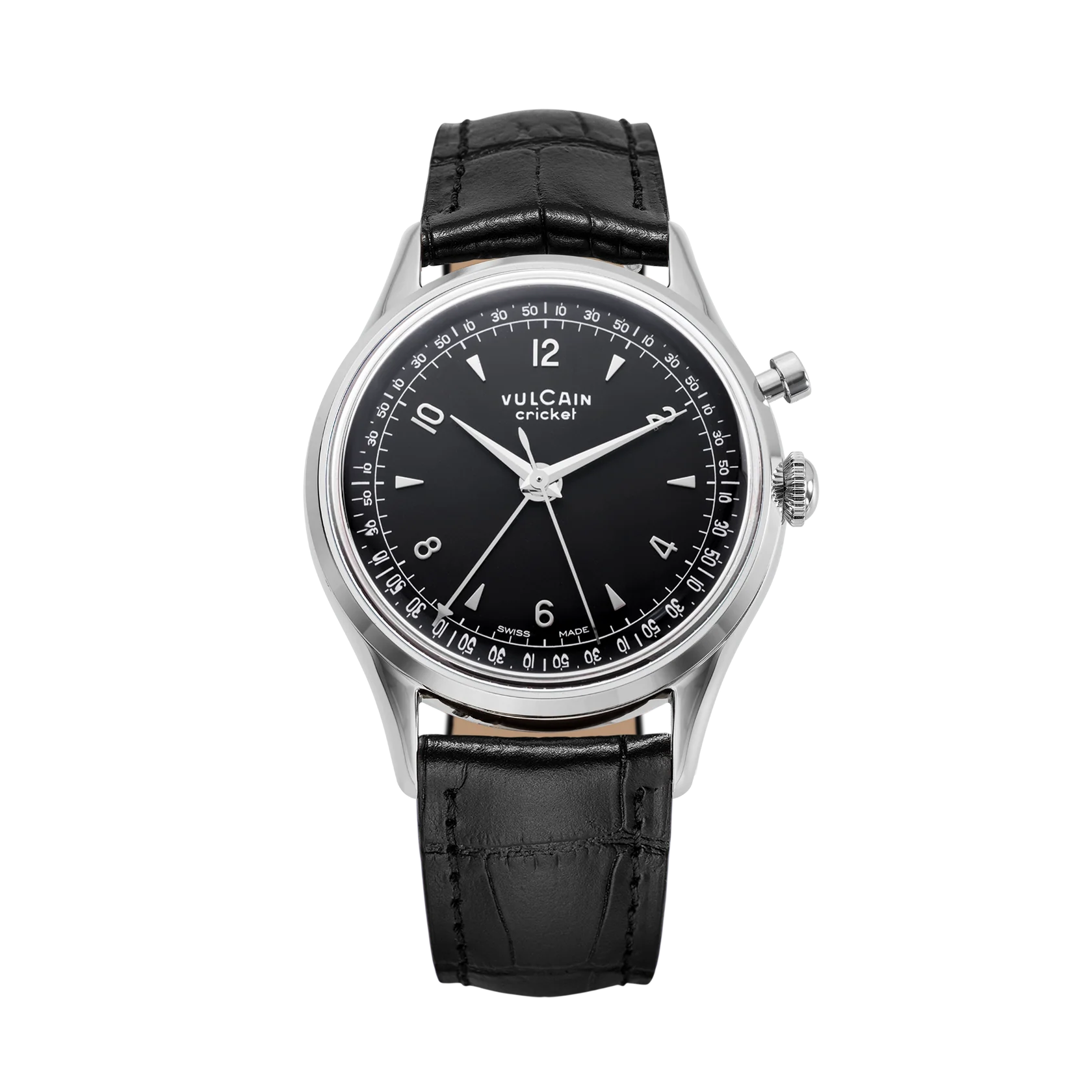 Closed Caseback Black Leather Alligator Pattern Strap