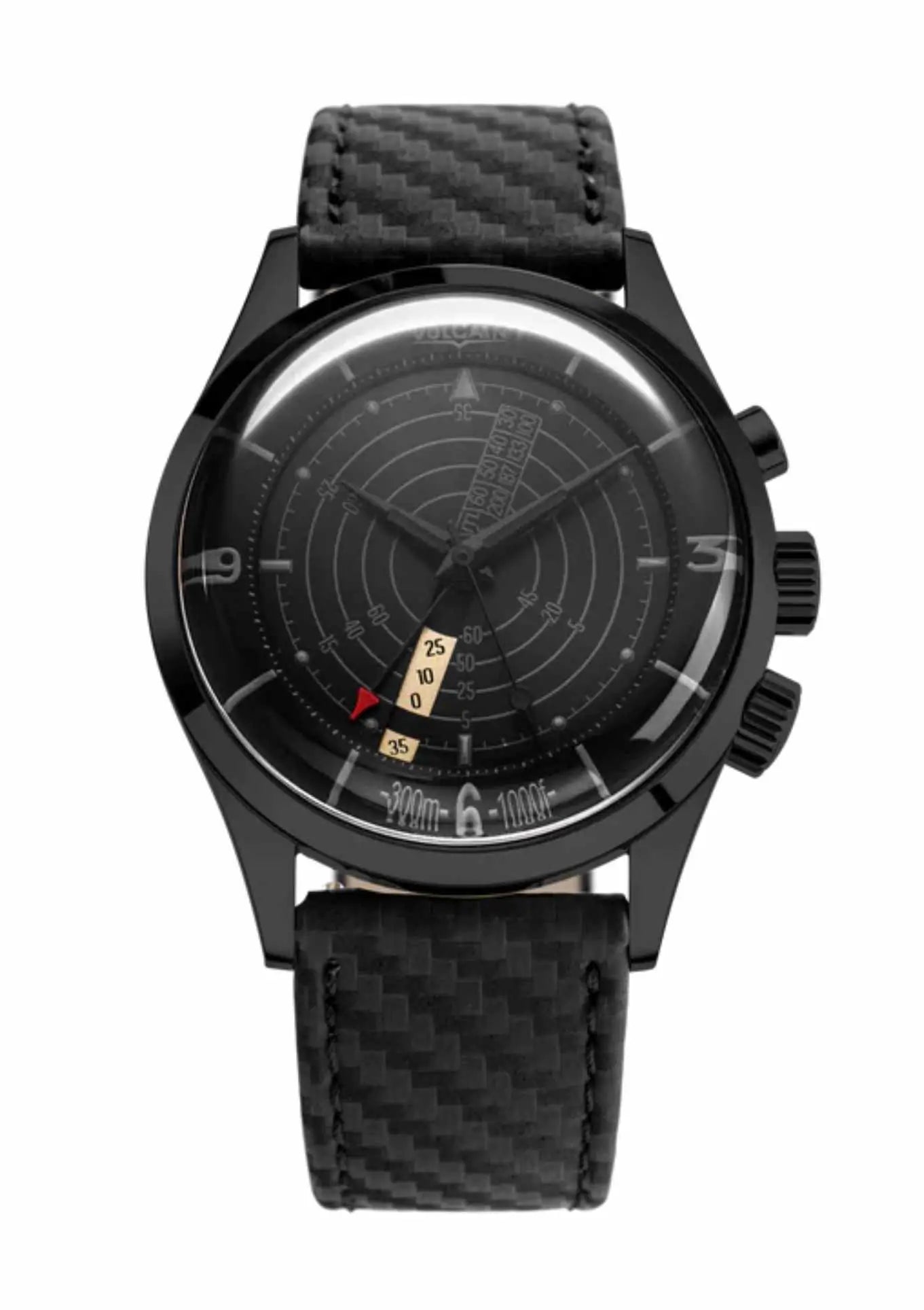 Closed Caseback.Black Leather Strap "Carbon"